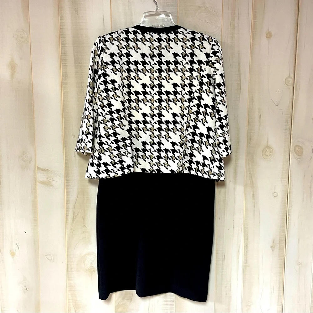 Studio One Black White Houndstooth Jacket Dress Set Sz 8P - Picture 2 of 9